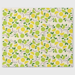 Papier Cadeau Motif de noix de citron vert et de menthe