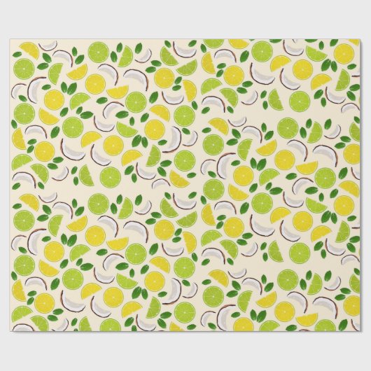 Papier Cadeau Motif de noix de citron vert et de menthe (Plat)
