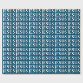 Papier Cadeau Motif de nom JESUS. Classique. Bleu et blanc. Mode (Plat)