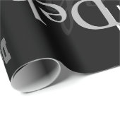 Papier Cadeau Motif de nom personnel noir, un moderne (Coin rond)