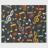 Papier Cadeau motif de note de musique (Plat)
