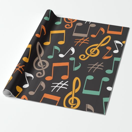 Papier Cadeau motif de note de musique (Déroulé)