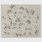 Papier Cadeau Motif de notes de musique en noir et blanc (Plat)
