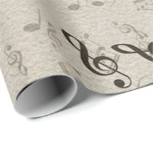 Papier Cadeau Motif de notes de musique en noir et blanc (Coin rond)