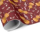 Papier Cadeau Motif de notes de musique violon (Coin rond)