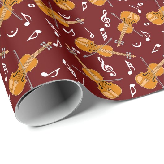 Papier Cadeau Motif de notes de musique violon (Coin rond)