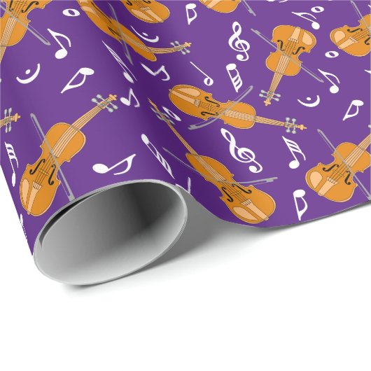 Papier Cadeau Motif de notes de musique violon (Coin rond)
