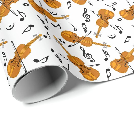 Papier Cadeau Motif de notes de musique violon (Coin rond)
