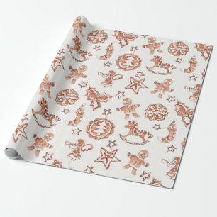 Papier Cadeau Motif de pain d'épices de Noël mignon