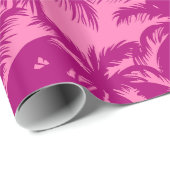 Papier Cadeau Motif de palme rose vif (Coin rond)