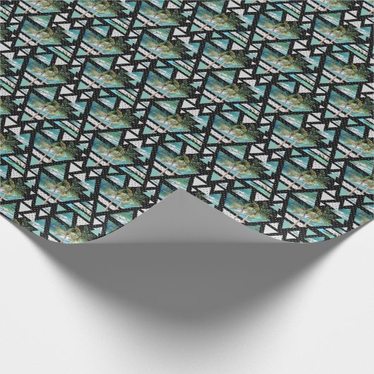Papier Cadeau Motif de palmes et vagues géométriques Abstraits (Coin)