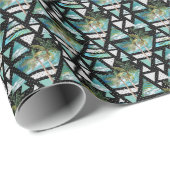 Papier Cadeau Motif de palmes et vagues géométriques Abstraits (Coin rond)