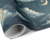 Papier Cadeau Motif de papier ciel de nuit céleste (Coin rond)