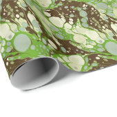 Papier Cadeau Motif de papier marbre vert de Suminagashi (Coin rond)