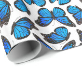 Papier Cadeau Motif de papillon bleu de monarque (Coin rond)