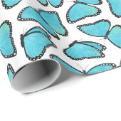 Papier Cadeau Motif de papillon bleu de Morpho (Coin rond)