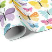 Papier Cadeau Motif de papillons colorés (Coin rond)