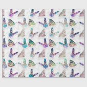 Papier Cadeau Motif de papillons couleur d'eau simple (Plat)