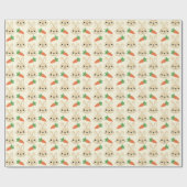 Papier Cadeau Motif de Pâques de lapin et de carotte (Plat)