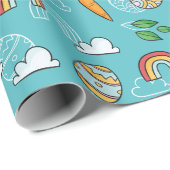 Papier Cadeau Motif de Pâques mignon (Coin rond)