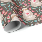 Papier Cadeau Motif de paresse de Valentine (Coin rond)