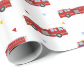 Papier Cadeau Motif de partie de Firetruck de mod (Coin rond)