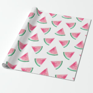 Papier Cadeau Motif de pastèque. baies d'été. Aquarelle rose