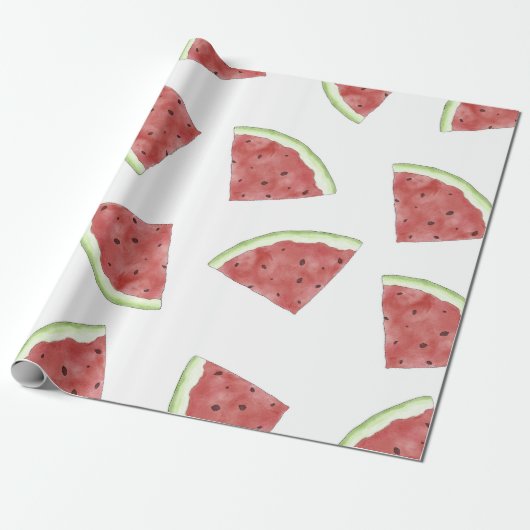 Papier Cadeau Motif de pastèque de fruits d'été juteux (Déroulé)
