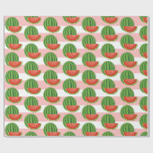 Papier Cadeau Motif de pastèque moderne rayures roses (Plat)