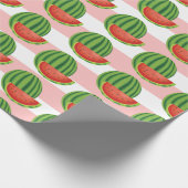 Papier Cadeau Motif de pastèque moderne rayures roses (Coin)