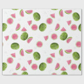 Papier Cadeau Motif de pastèque rose et vert d'été (Plat)