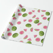 Papier Cadeau Motif de pastèque rose et vert d'été (Déroulé)