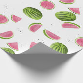 Papier Cadeau Motif de pastèque rose et vert d'été (Coin)