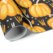 Papier Cadeau Motif de patchs de Citrouille d'automne moderne Ha (Coin rond)