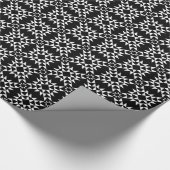 Papier Cadeau Motif de patchwork 01 - Blanc sur Noir (Coin)