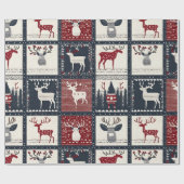 Papier Cadeau Motif de patchwork à noeud rustique | nordique (Plat)