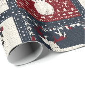 Papier Cadeau Motif de patchwork à noeud rustique | nordique (Coin rond)