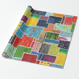 Papier Cadeau Motif de patchwork abstrait coloré