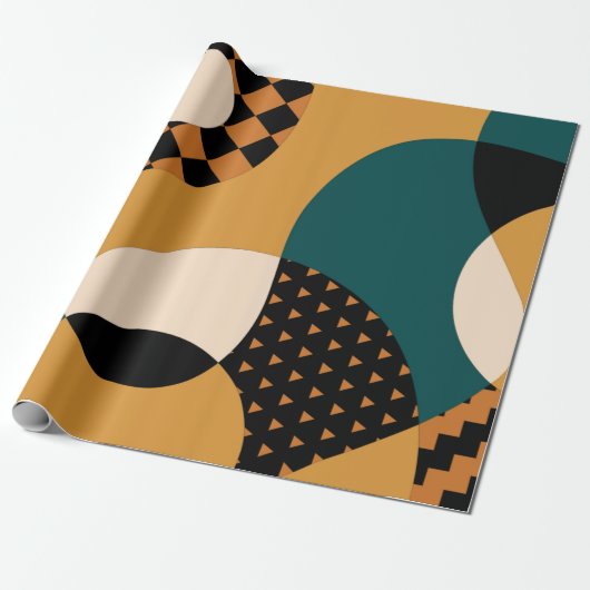 Papier Cadeau Motif de patchwork abstrait géométrique moderne, o (Déroulé)