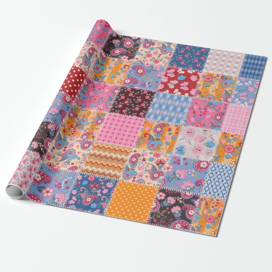 Papier Cadeau Motif de patchwork transparent (Déroulé)