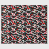 Papier Cadeau Motif de patinage à roulettes Rockabilly (Plat)