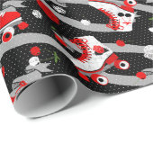 Papier Cadeau Motif de patinage à roulettes Rockabilly (Coin rond)