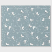 Papier Cadeau Motif de patins à glace blanc et gris bleu (Plat)
