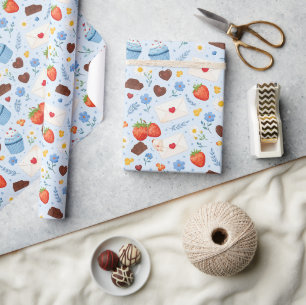 Papier Cadeau Motif de pâtisserie et de douceurs sans couture à