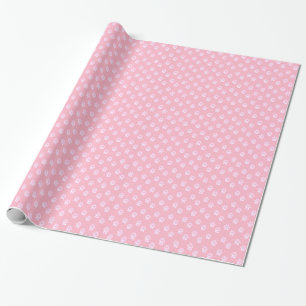 Papier Cadeau motif de patte blanche sur rose