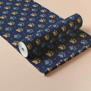 Papier Cadeau Motif de pattes de chien à la citrouille pour quat