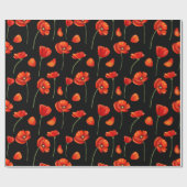 Papier Cadeau motif de pavot noir (Plat)