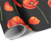 Papier Cadeau motif de pavot noir (Coin rond)