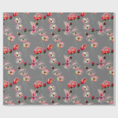 Papier Cadeau Motif De Pavot Sur Grey (Plat)