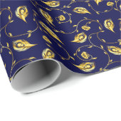 Papier Cadeau Motif de Peacock Sari (Coin rond)